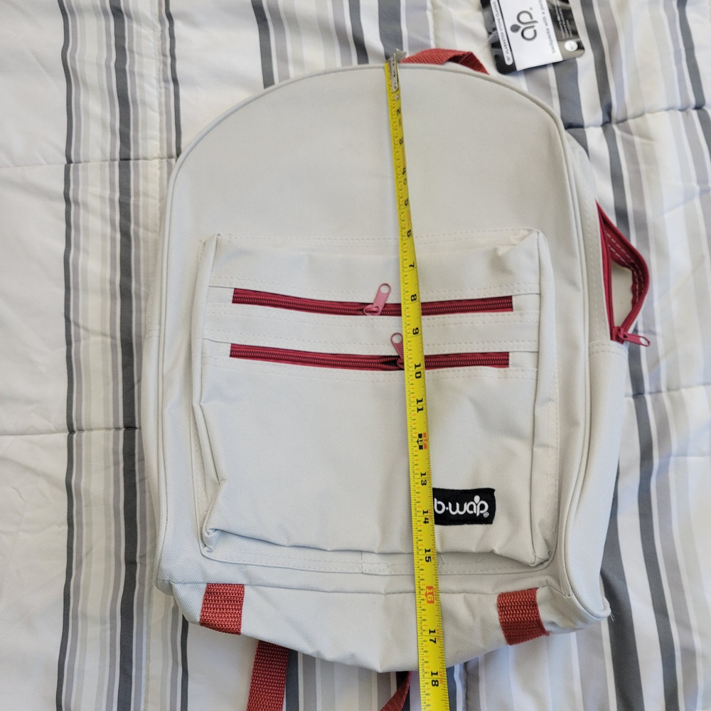 BWAP Backpack Kids One Size Beige Red School Lightweight - Picture 3 of 7